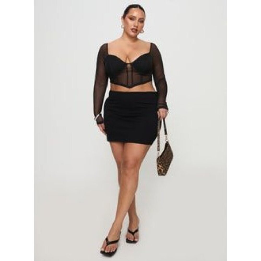 Princess Polly Maranta Long Sleeve Top Black Curve Size 14 - Picture 6 of 8